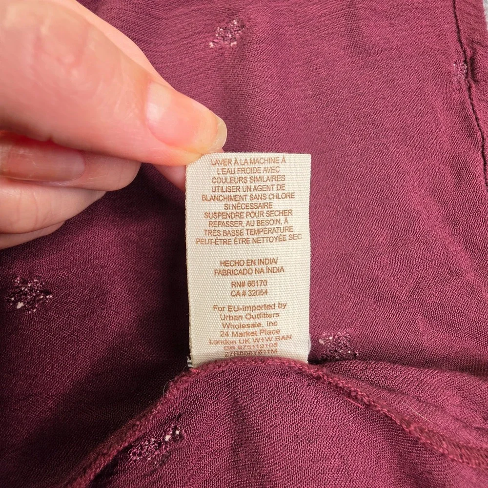 Free People Maxi Dress Womens Small Burgundy Floral Embroidered Boho V-Neck